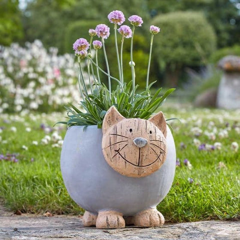 outdoor cat plant pot Smart Garden Woodstone Cat Planter 25cm – Trowell Garden Centre