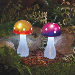 Smart Solar Stake Lights Smart Solar Button Shroom Stake Lights -Pink/Blue