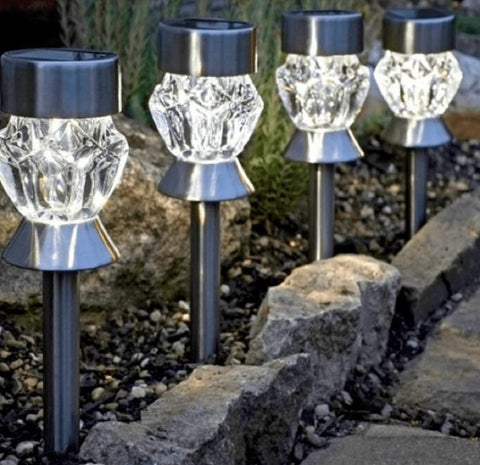 Smart Solar Crystal Stake Light 4Pc Carry Pack