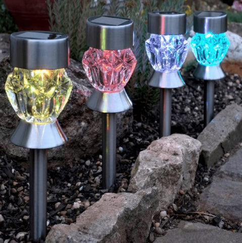 Smart Solar Crystal Stake Light 4Pc Carry Pack