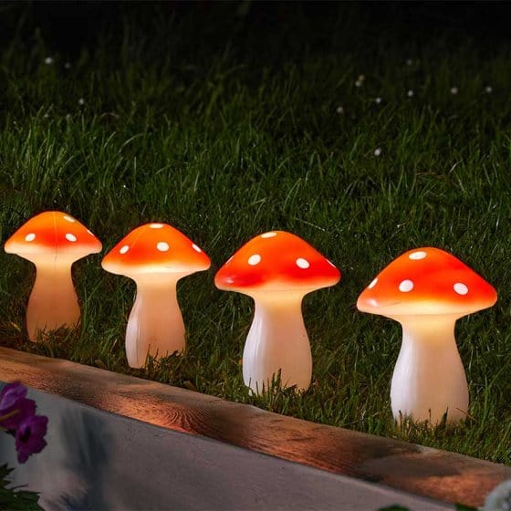 Smart Solar Stake Lights Smart Solar Fairy Mushroom Stake Lights Set of 4