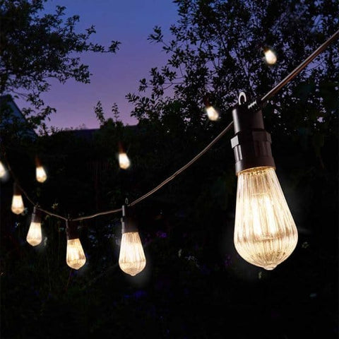 Smart Solar String Lights Smart Solar Fluted Festoon LV String Lights Warm White - Set of 20
