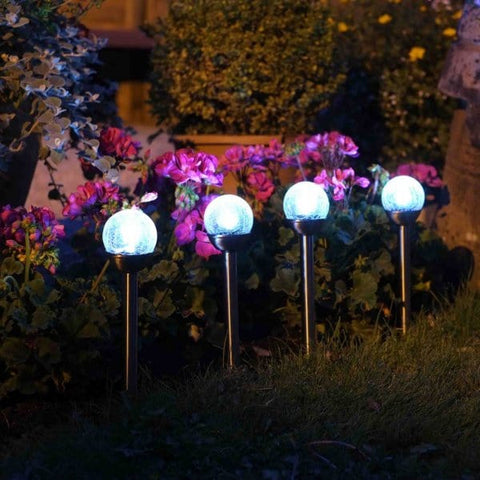 Smart Solar Stake Lights Smart Solar Glow Orb Stainless Steel Stake Light