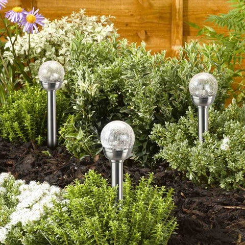 Smart Solar Stake Lights Smart Solar Glow Orb Stainless Steel Stake Light