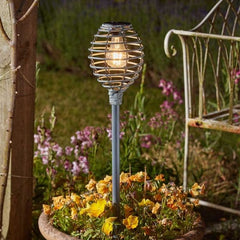 Smart Solar Stake Lights Smart Solar Lumina Faux Rattan Solar Torch Stake Light Slate