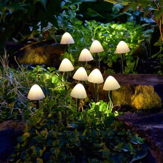 Smart Solar Stake Lights Smart Solar LumiShroom Stake Lights Set of 10