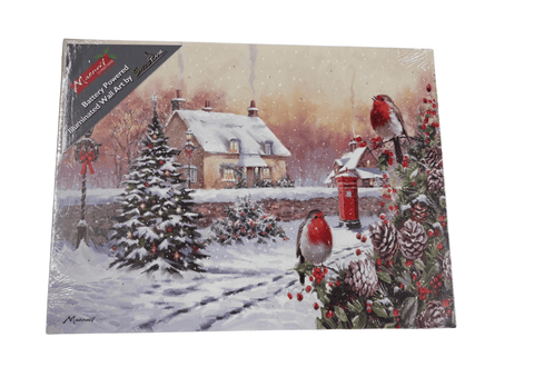 Snowtime LED Canvas & Pictures Snowtime Christmas B/O 40 x 30cm LED Wall Art Robins on Hedge Canvas