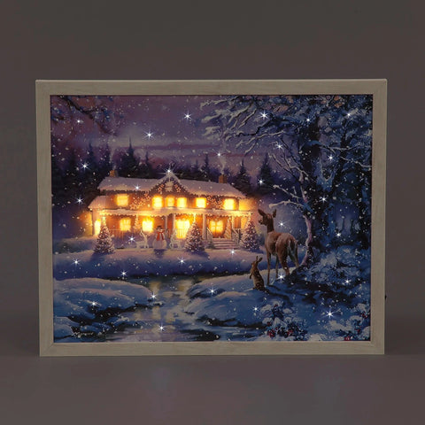 Snowtime LED Canvas & Pictures Snowtime Christmas B/O 40 x 50cm LED Wall Art Christmas House Scene