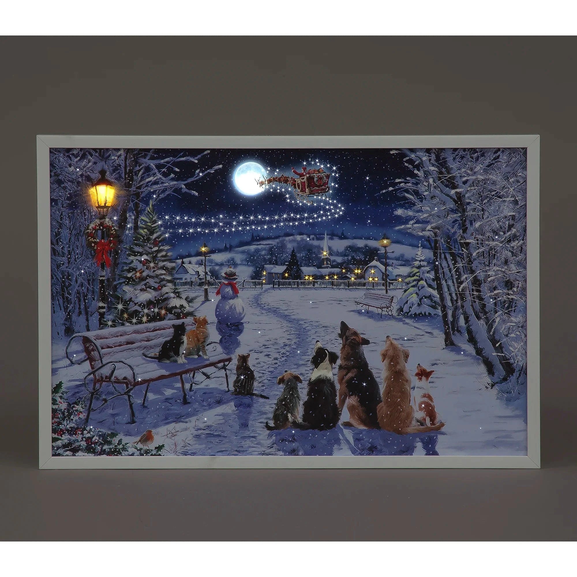 Snowtime LED Canvas & Pictures Snowtime Christmas B/O 40 x 60cm LED Wall Art Christmas Cats and Dogs in the Park