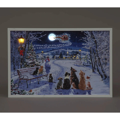 Snowtime LED Canvas & Pictures Snowtime Christmas B/O 40 x 60cm LED Wall Art Christmas Cats and Dogs in the Park