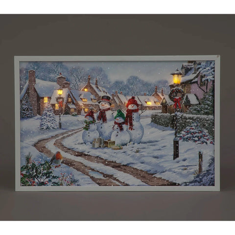 Snowtime LED Canvas & Pictures Snowtime Christmas B/O 40 x 60cm LED Wall Art Snow Family