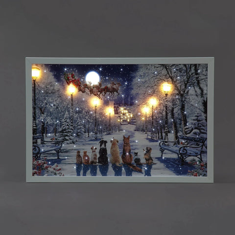 Snowtime LED Canvas & Pictures Snowtime Christmas B/O 60 x 40cm LED Wall Art Watching the Sleigh Canvas