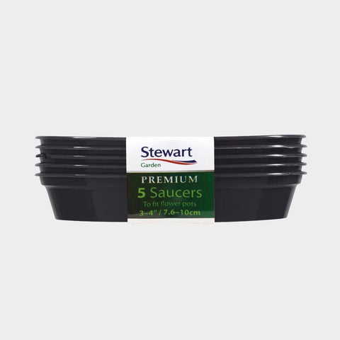 Stewart Garden Garden Pot Saucers & Trays Stewart Flower Pot Saucers Black Multipack 5pc