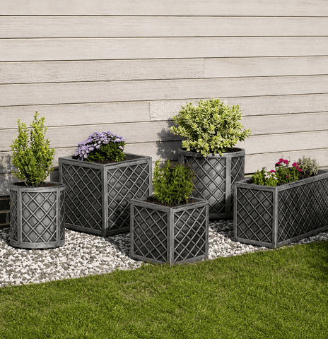 Strata Products Planters & Pots Strata Lazio Planter Round Pewter 32cm