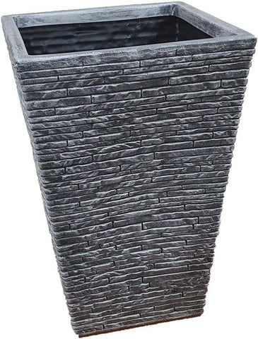 Trowell Garden Centre Strata Slate Planter Tall Pewter 45cm