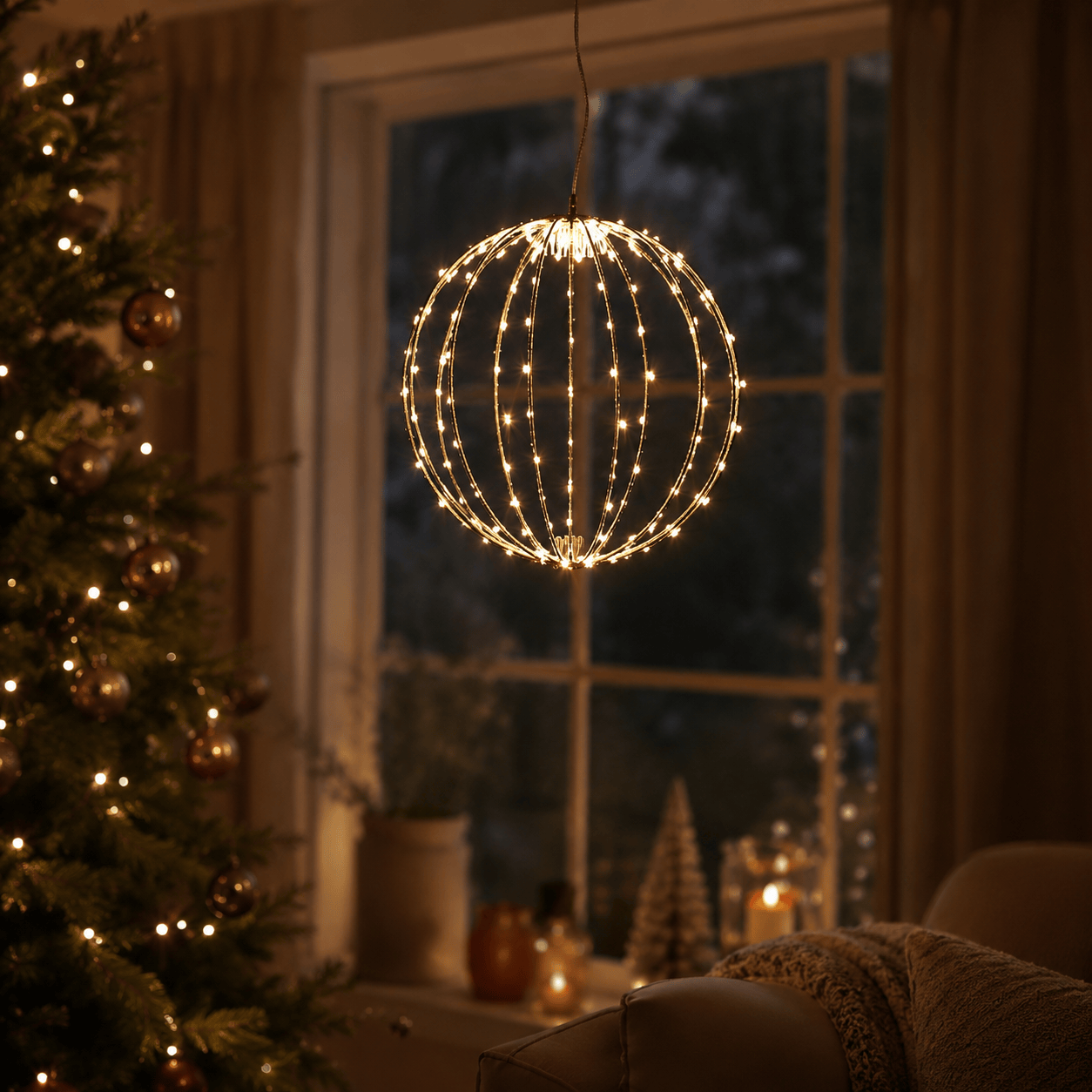 Three Kings LED Orbs & Globes Three Kings 190 LED Twinkling Warm White Christmas Orb – 30cm