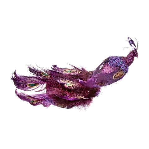 Three Kings Baubles Three Kings Amethyst Clip On Peacock Christmas Decoration