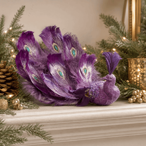 Three Kings Baubles Three Kings Amethyst Clip On Peacock Christmas Decoration