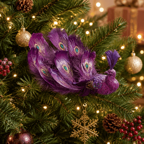 Three Kings Baubles Three Kings Amethyst Clip On Peacock Christmas Decoration