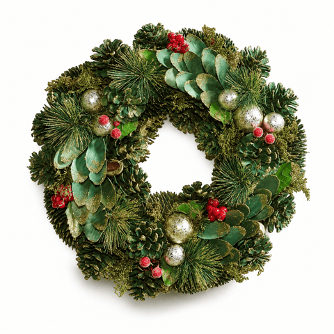 Three Kings Christmas Wreaths Three Kings Bauble Pine Christmas Wreath – 30cm