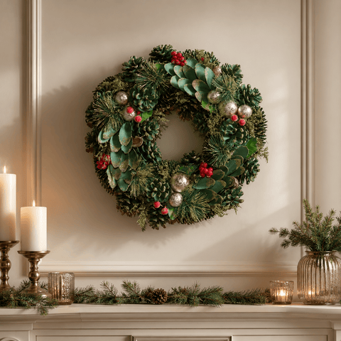 Three Kings Christmas Wreaths Three Kings Bauble Pine Christmas Wreath – 50cm