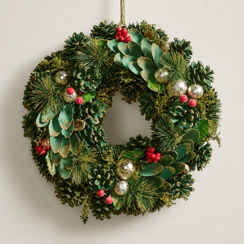 Three Kings Christmas Wreaths Three Kings Bauble Pine Christmas Wreath – 50cm
