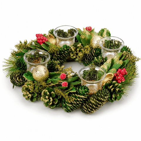 Three Kings Candle Holder Three Kings Bauble Pine Quartet Candle Holder 33cm