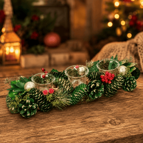 Three Kings Candle Holder Three Kings Bauble Pine Trio Candle Holder 36cm