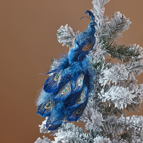 Three Kings Baubles Three Kings Blue Clip On Peacock Christmas Decoration