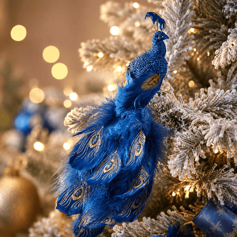 Three Kings Baubles Three Kings Blue Clip On Peacock Christmas Decoration
