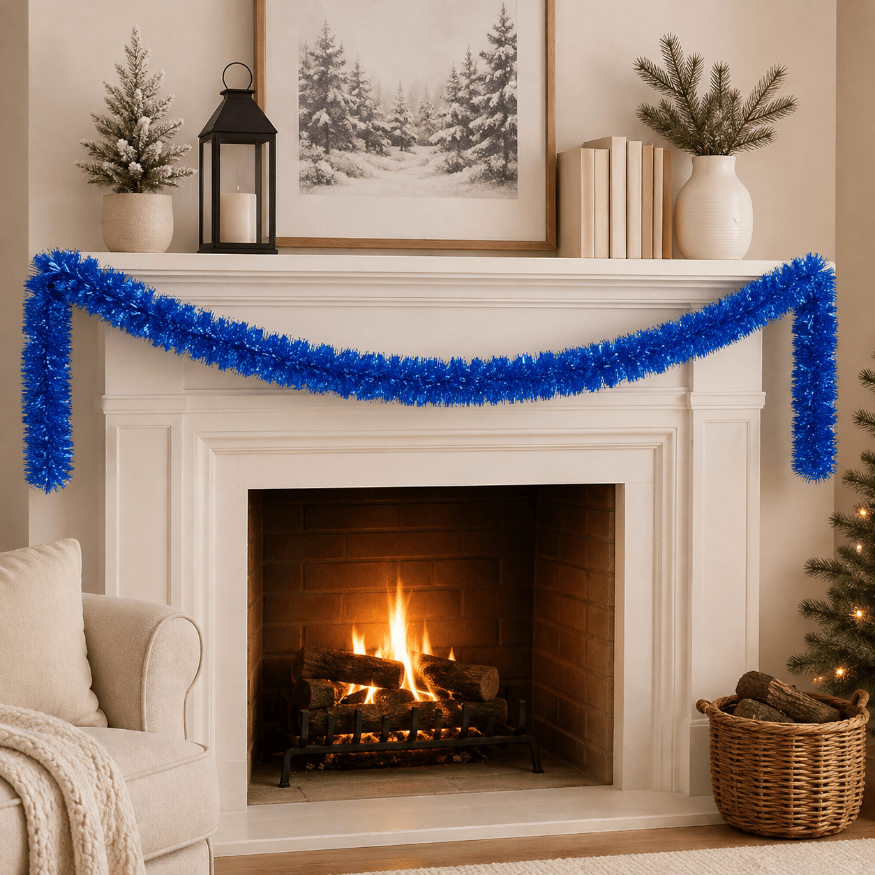 Three Kings Tinsel Three Kings Blue Deluxe Christmas Tinsel Garland – 2m