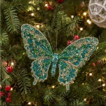 Three Kings Hanging Decor Three Kings Butterfly Emerald Clip on Pendant – 2pk