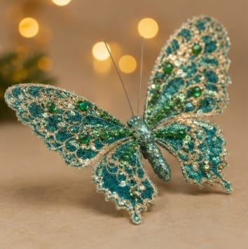 Three Kings Hanging Decor Three Kings Butterfly Emerald Clip on Pendant – 2pk