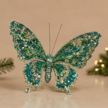 Three Kings Hanging Decor Three Kings Butterfly Emerald Clip on Pendant – 2pk