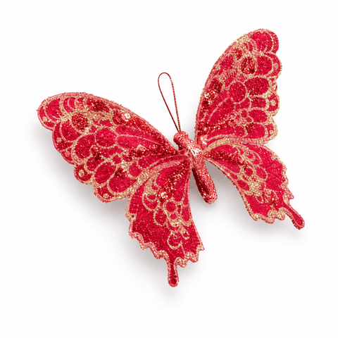 Three Kings Hanging Decor Three Kings Butterfly Ruby Clip on Pendant – 2pk