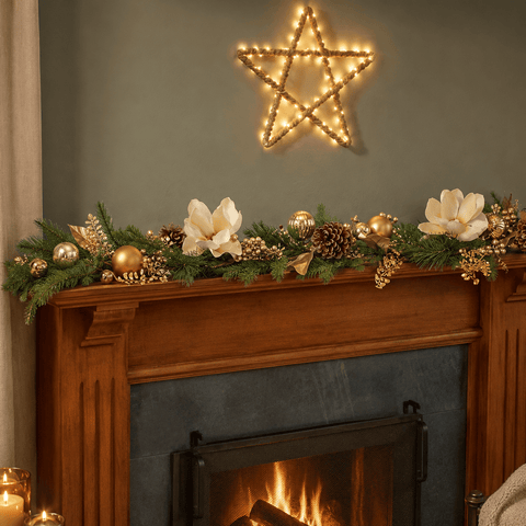 Three Kings Garlands Xmas Three Kings Champagne Magnolia Garland – 270cm