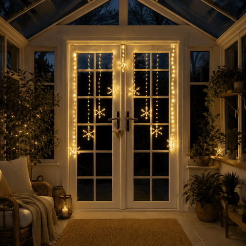 Three Kings LED Curtain Lights Three Kings Christmas Curtain String Lights Warm White Snowflake