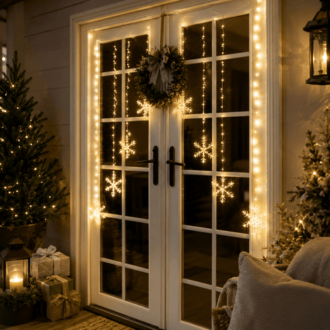 Three Kings LED Curtain Lights Three Kings Christmas Curtain String Lights Warm White Snowflake