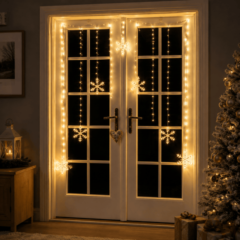 Three Kings LED Curtain Lights Three Kings Christmas Curtain String Lights Warm White Snowflake