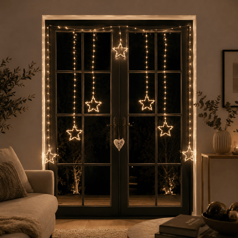 Three Kings LED Curtain Lights Three Kings Christmas Curtain String Lights Warm White Stars