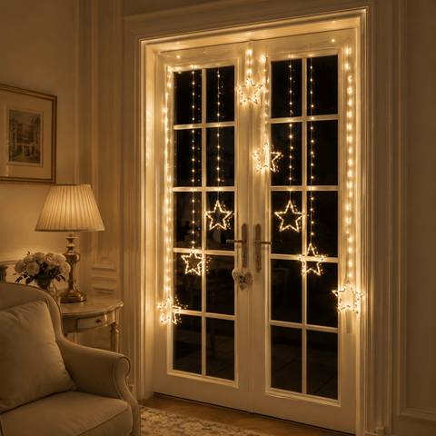 Three Kings LED Curtain Lights Three Kings Christmas Curtain String Lights Warm White Stars