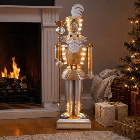 Three Kings Nutcrackers Three Kings Christmas Giant InLit Nutcracker Gold/White – 119cm