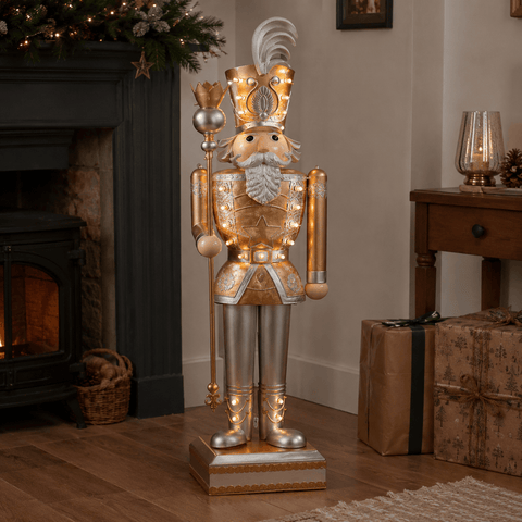 Three Kings Nutcrackers Three Kings Christmas Giant InLit Nutcracker Gold/White – 119cm