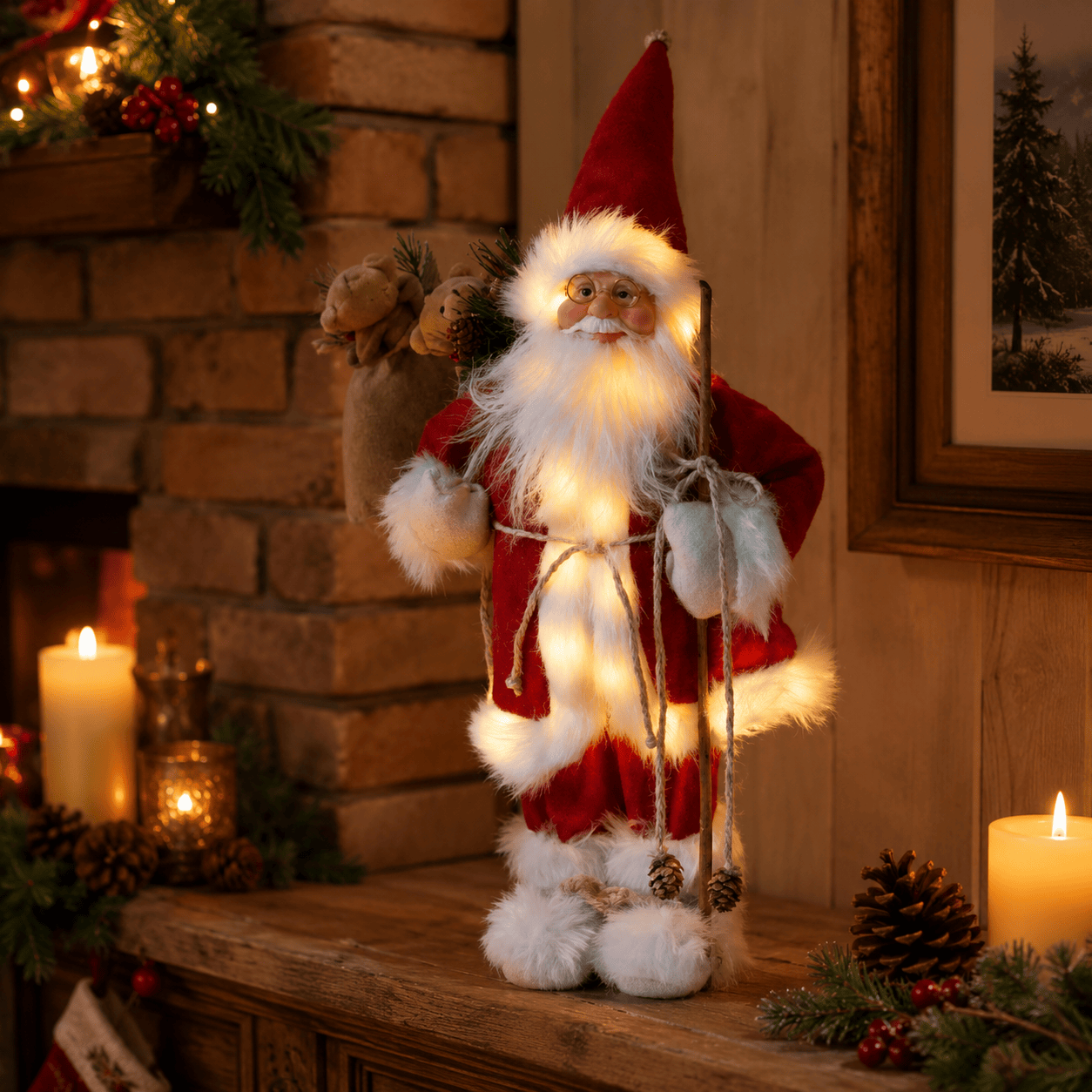 Three Kings Santa Figurines Three Kings Christmas InLit Father Christmas Red Large