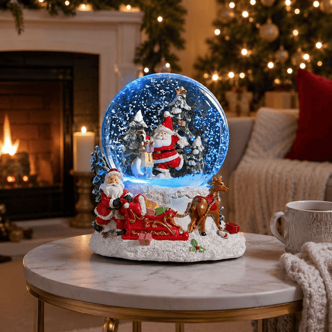 Three Kings Snow Globes Three Kings Christmas Musical SantaScape SnowSpheres – 12cm