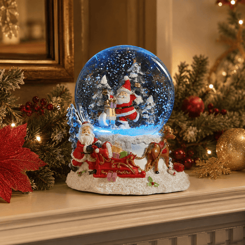 Three Kings Snow Globes Three Kings Christmas Musical SantaScape SnowSpheres – 12cm