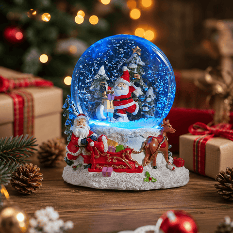 Three Kings Snow Globes Three Kings Christmas Musical SantaScape SnowSpheres – 12cm