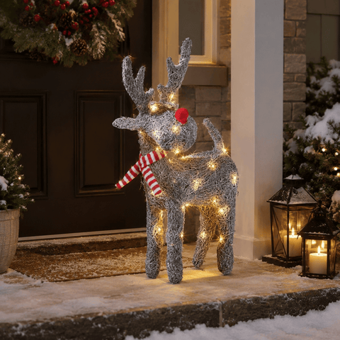 Three Kings LED Deer Three Kings Christmas Sparkly Rattan Blitzen – Reindeer Design