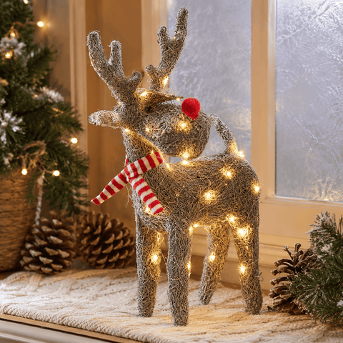 Three Kings LED Deer Three Kings Christmas Sparkly Rattan Blitzen – Reindeer Design