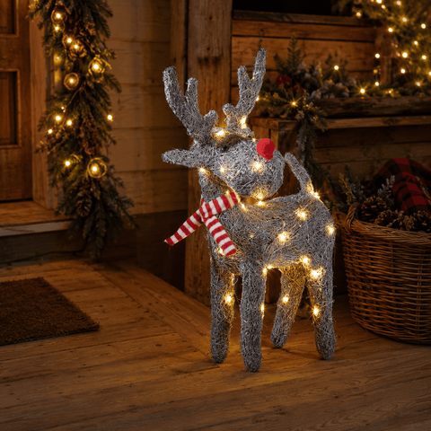 Three Kings LED Deer Three Kings Christmas Sparkly Rattan Blitzen – Reindeer Design
